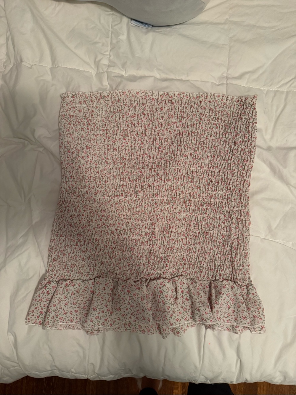 SHEIN Pink Ditsy Floral Smocked Ruffle Mini Skirt